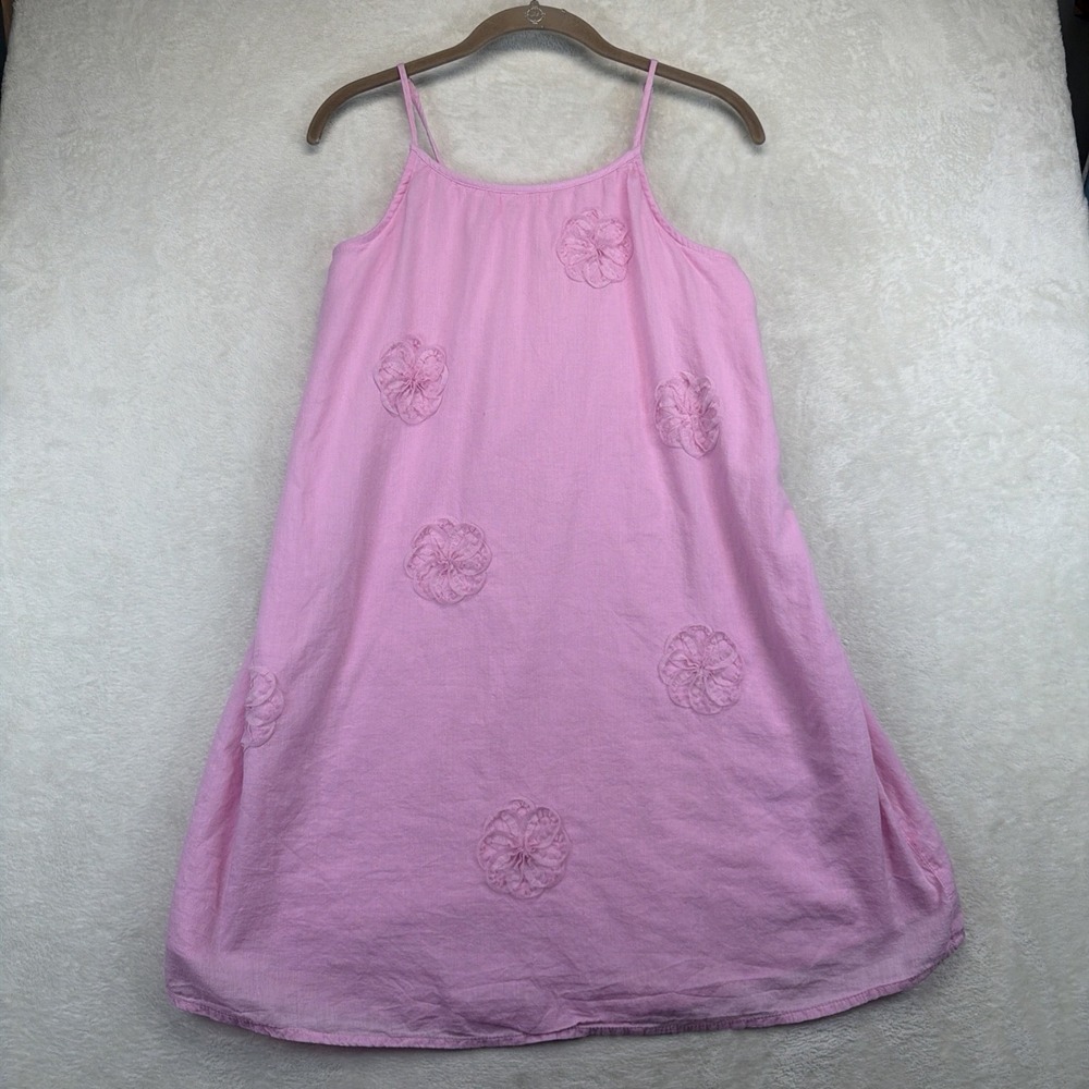 Abercrombie Kids Girls Dress 15/16 Pink Floral Embroidered Swing Sundress